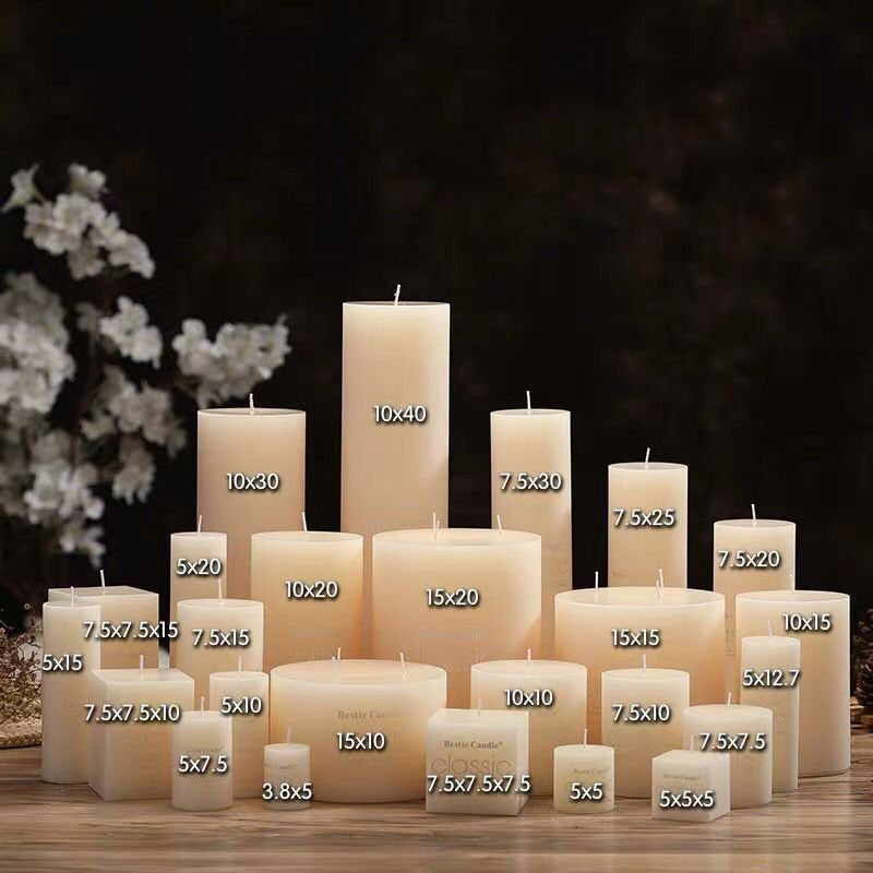 Elegant and Classic Ivory White Candle Cylindrical Romantic Smokeless Candle Home Decoration