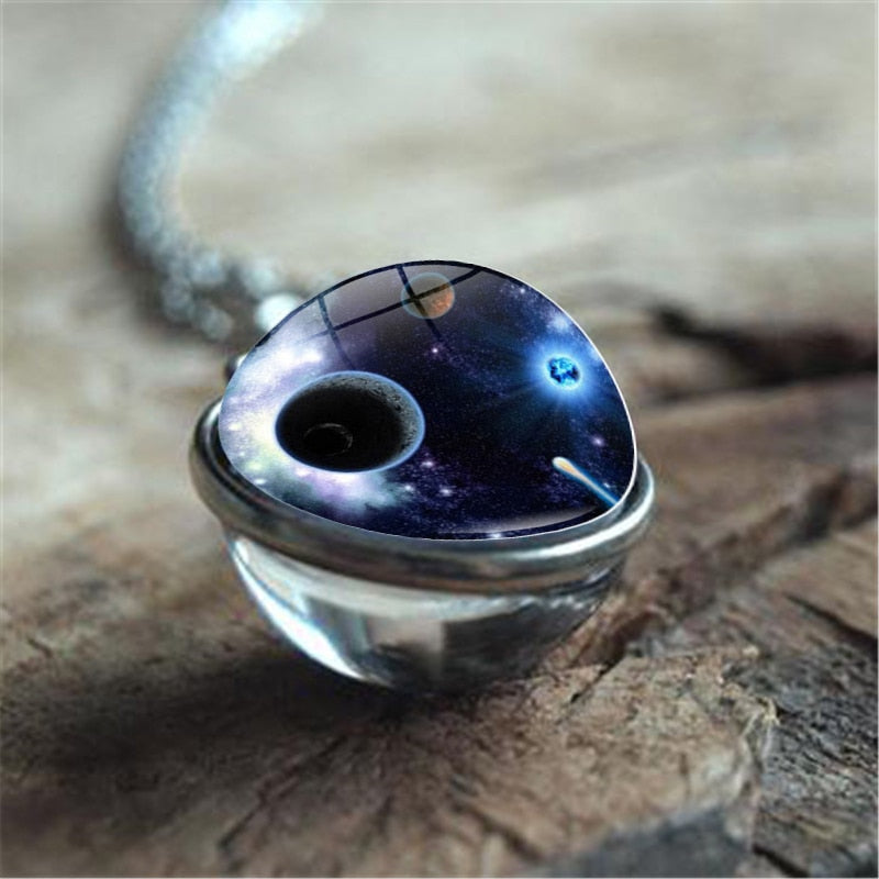 Galaxy Nebula Planet Necklace with the Universe Solar System, Moon, Earth, Sun,  Unisex