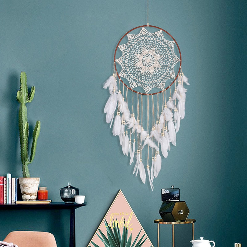 Large Boho Decor Dream Catcher Nordic White Black Macrame