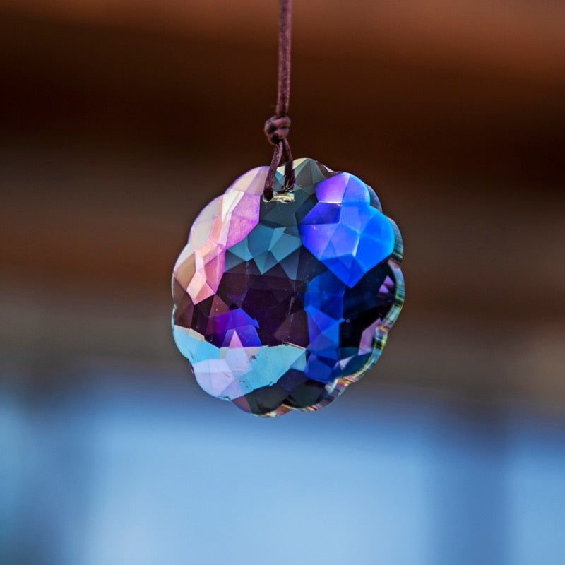 H&D 45mm Purple Hanging Crystals Prisms for Window Suncatchers Chandelier Parts Rainbow Maker DIY Pendant For Home Garden Decor