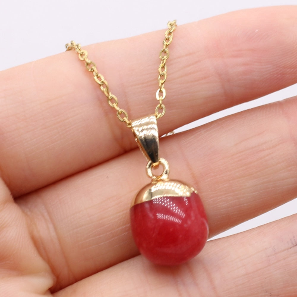 Fine Natural Stone Crystal Pendant Necklace