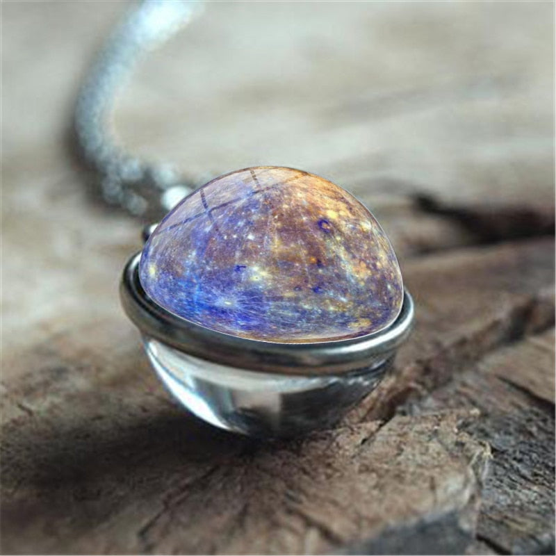 Galaxy Nebula Planet Necklace with the Universe Solar System, Moon, Earth, Sun,  Unisex