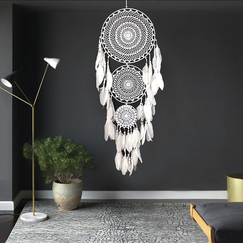 Large Boho Decor Dream Catcher Nordic White Black Macrame