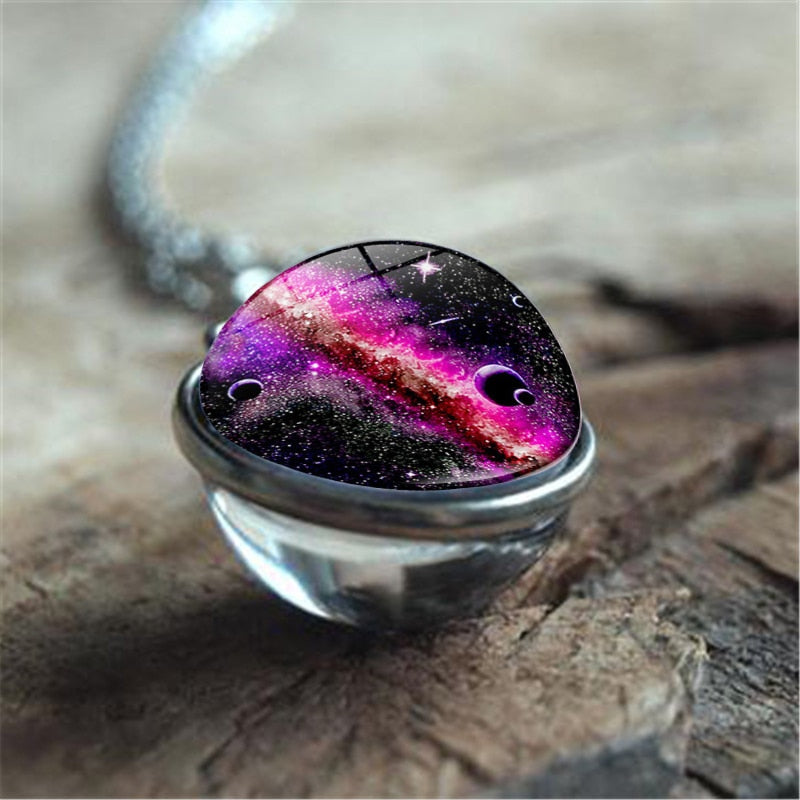 Galaxy Nebula Planet Necklace with the Universe Solar System, Moon, Earth, Sun,  Unisex