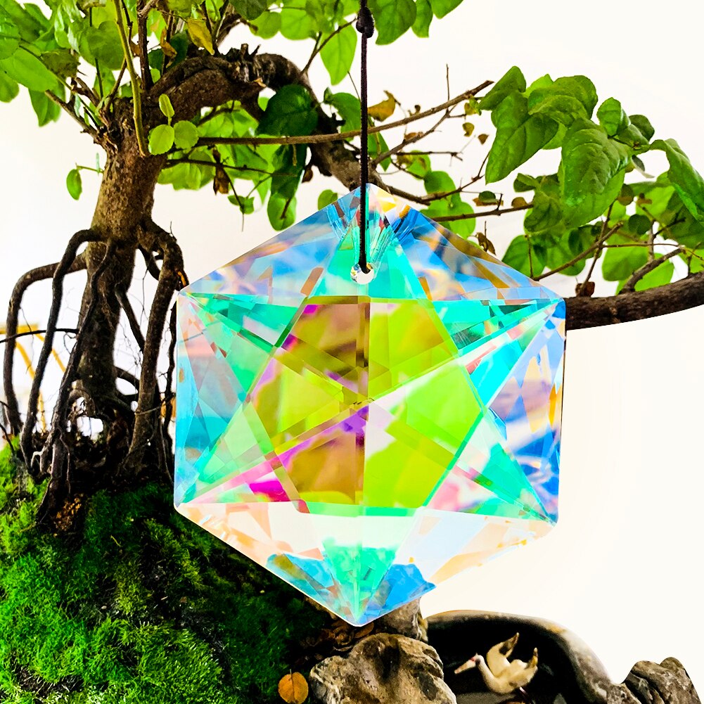 Star of David AB Color Crystal Prisms Rainbow Maker Suncatcher Hanging Pendant Chandelier
