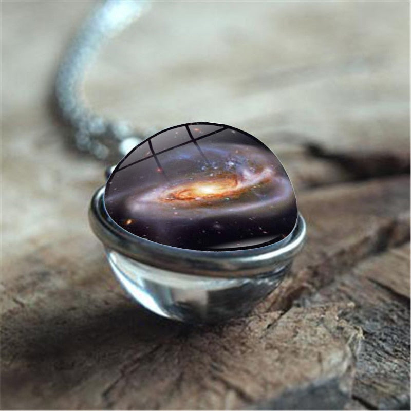 Galaxy Nebula Planet Necklace with the Universe Solar System, Moon, Earth, Sun,  Unisex