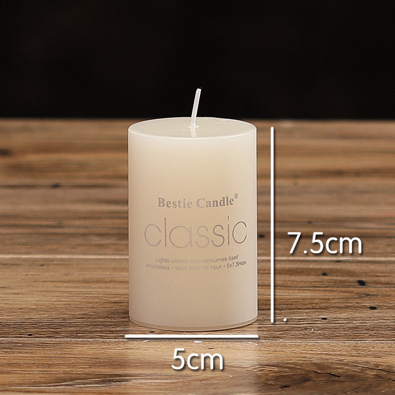 Elegant and Classic Ivory White Candle Cylindrical Romantic Smokeless Candle Home Decoration