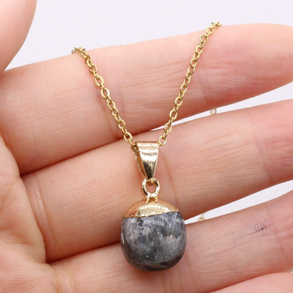 Fine Natural Stone Crystal Pendant Necklace