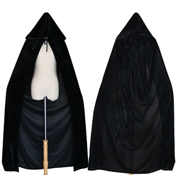 Fancy Cloak Velvet Hooded Adult Witch Long Purple Green Red Black  Cloaks Hood Capes
