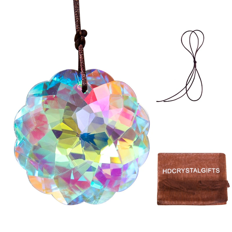 H&D 5 Colors Window Hanging Crystal Mandala Prism Suncatcher Rainbow Maker Chandelier Parts DIY Home Wedding Decorations Gift
