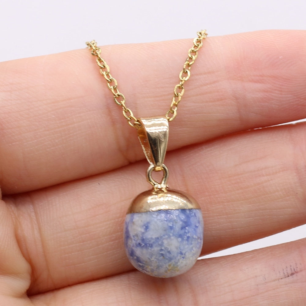 Fine Natural Stone Crystal Pendant Necklace