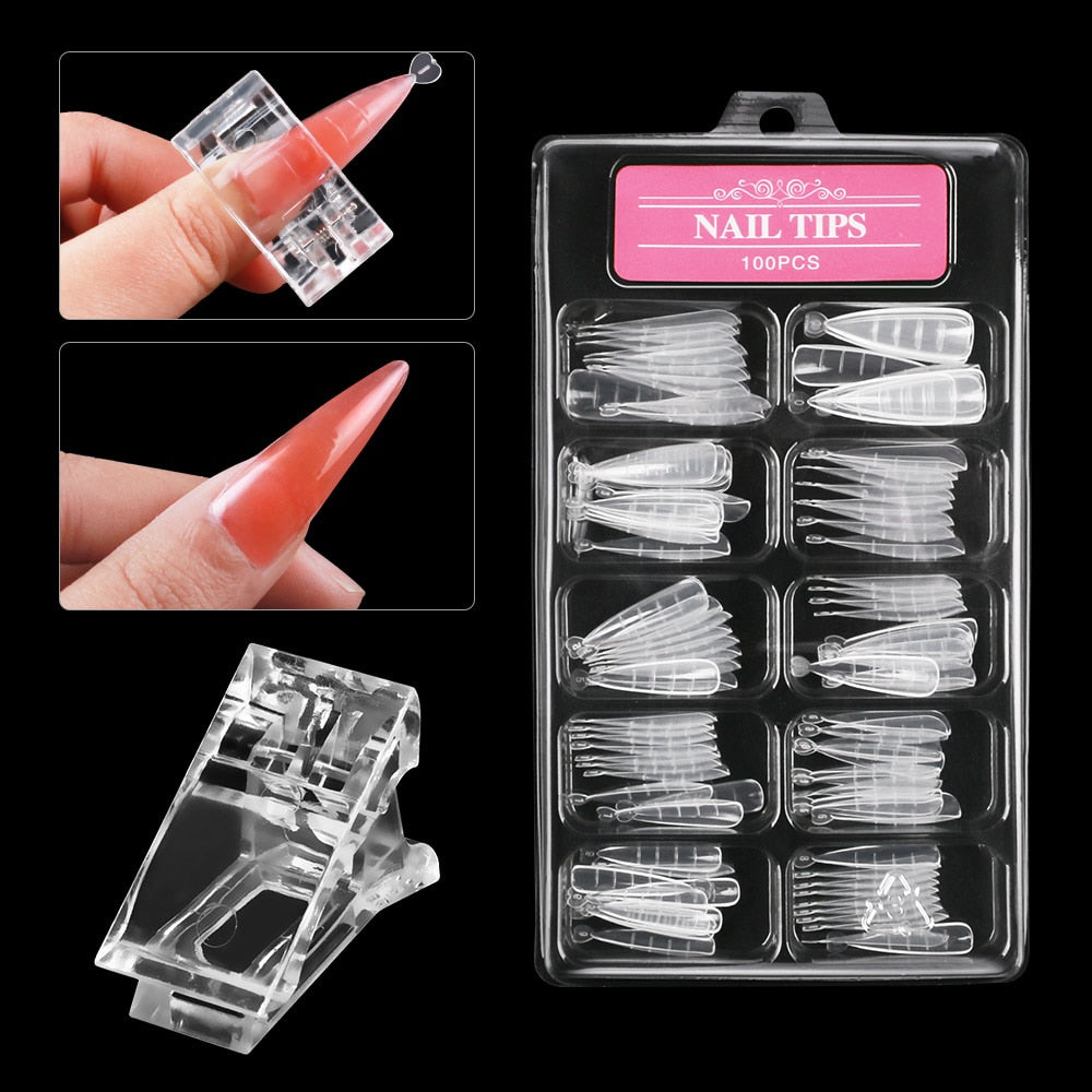 100 Pcs Poly Nail Gel Quick Building Mold Tips Nail