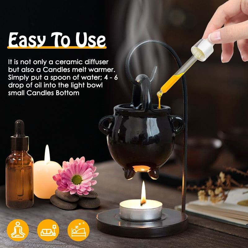 Ceramic Essential Oil Burner Melt Gift Furnace Warmer Tealight Candles Holder Diffuser for Living Room Housewarming Home Decor