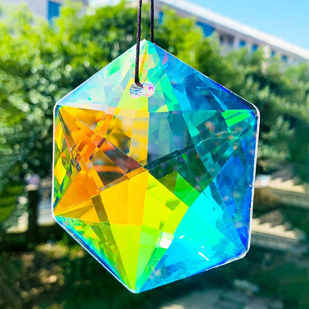 Six-pointed Star Accessories for Chandeliers Star of David Glass Art Crystal Prism Faceted Rainbow Maker Home Garden Decor