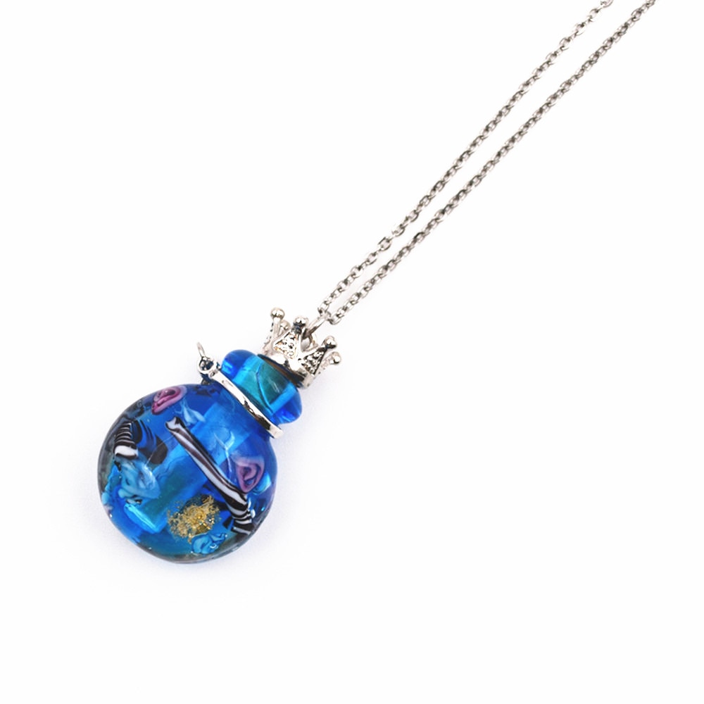 Round Diffuser Perfume Refillable Colored Handmade Essential Oil Aromatherapy Bottle Pendant Necklace