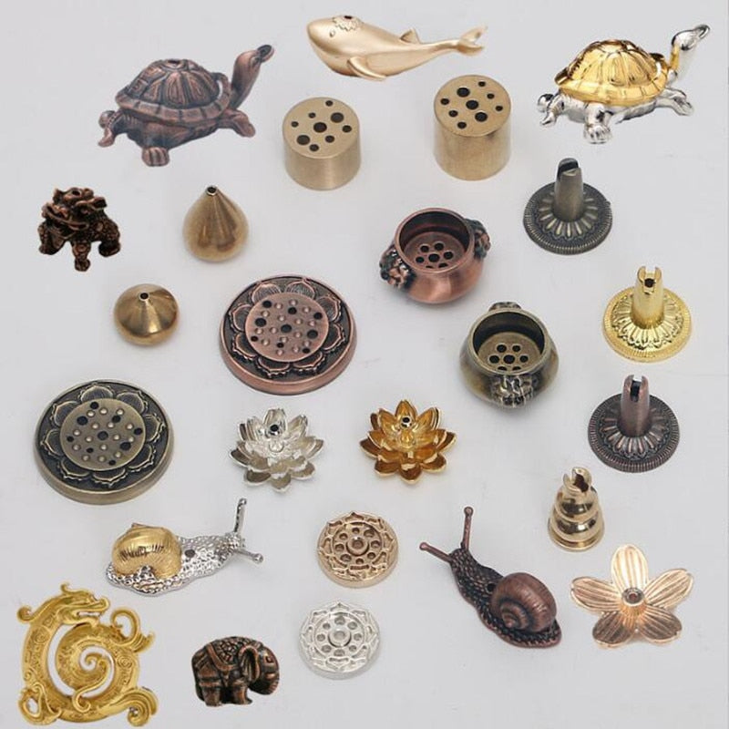 Elegant Natural Plain Wooden Incense Burner Stick Ash Catcher  Brass Incense Holder  Zen Buddhist Supplies