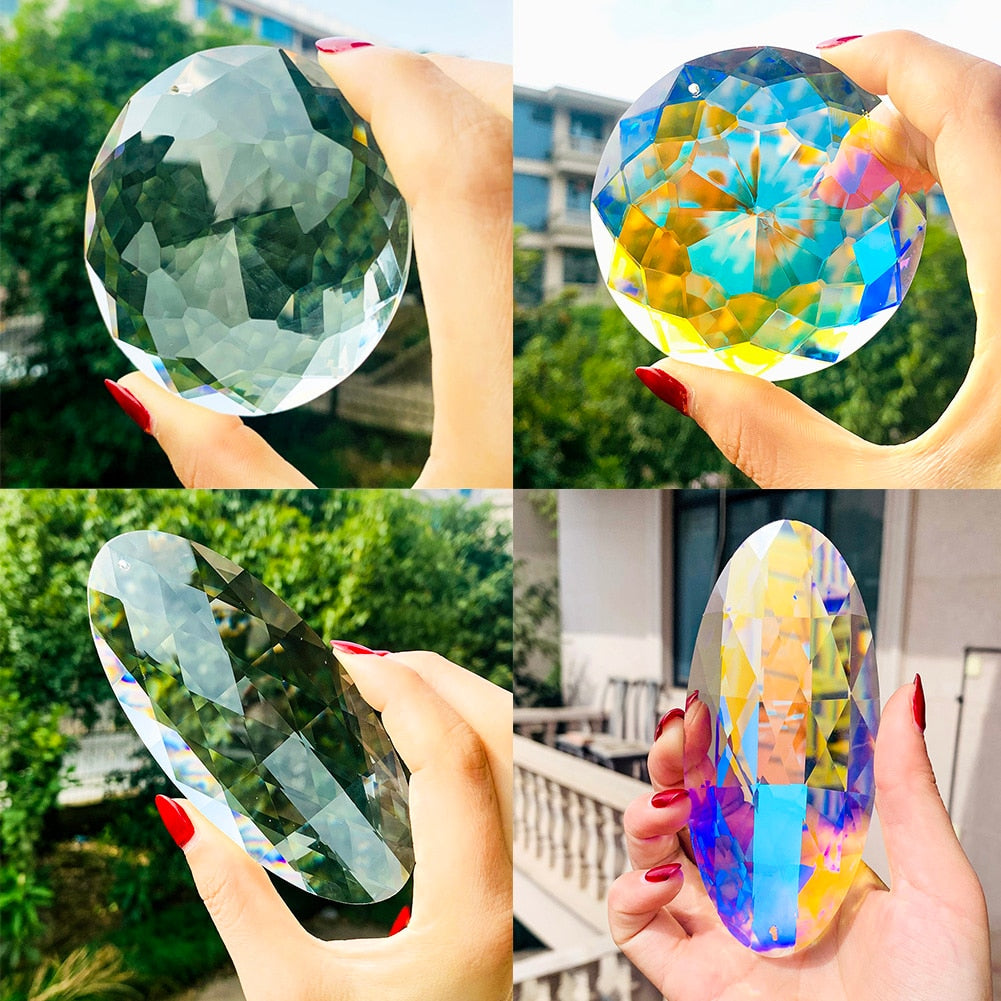 Brillant Faceted Rainbow Crystal Prism Suncatcher Chandeliers Hanging Crystal Decorations Pendant Sun Catcher Home Wedding Decor