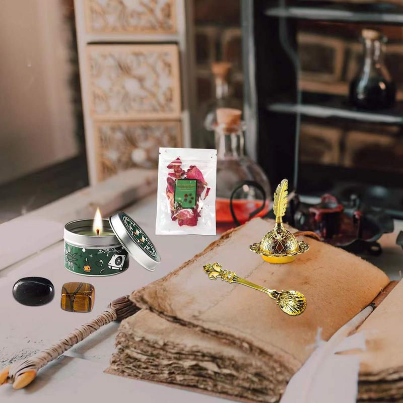 Witchcraft Supplies Spell Candles For Witches Mini Crystals Jars Dried Herbs And Candles Western Atmosphere Arrangement Supplies