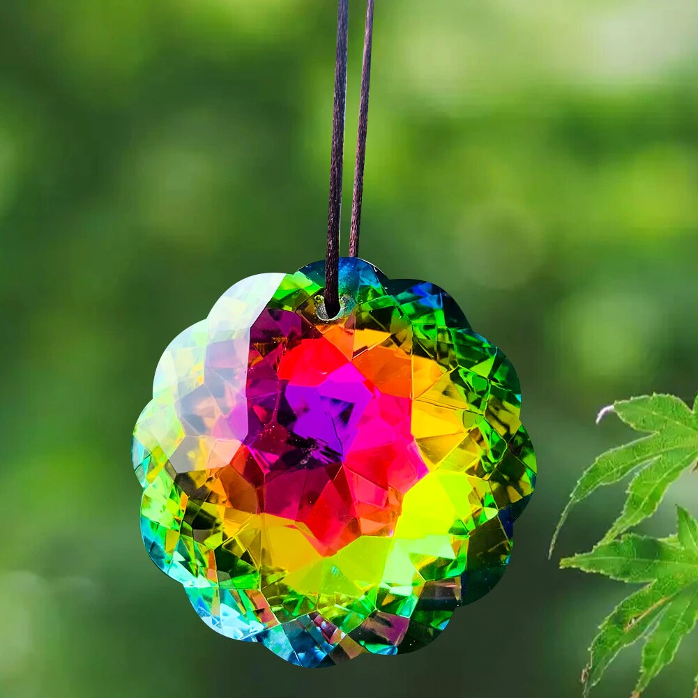 Symphony Mandala Crystal Pendant Faceted Glass Rainbow Prisms Sun Catcher Lamp Accessories DIY Home Décor