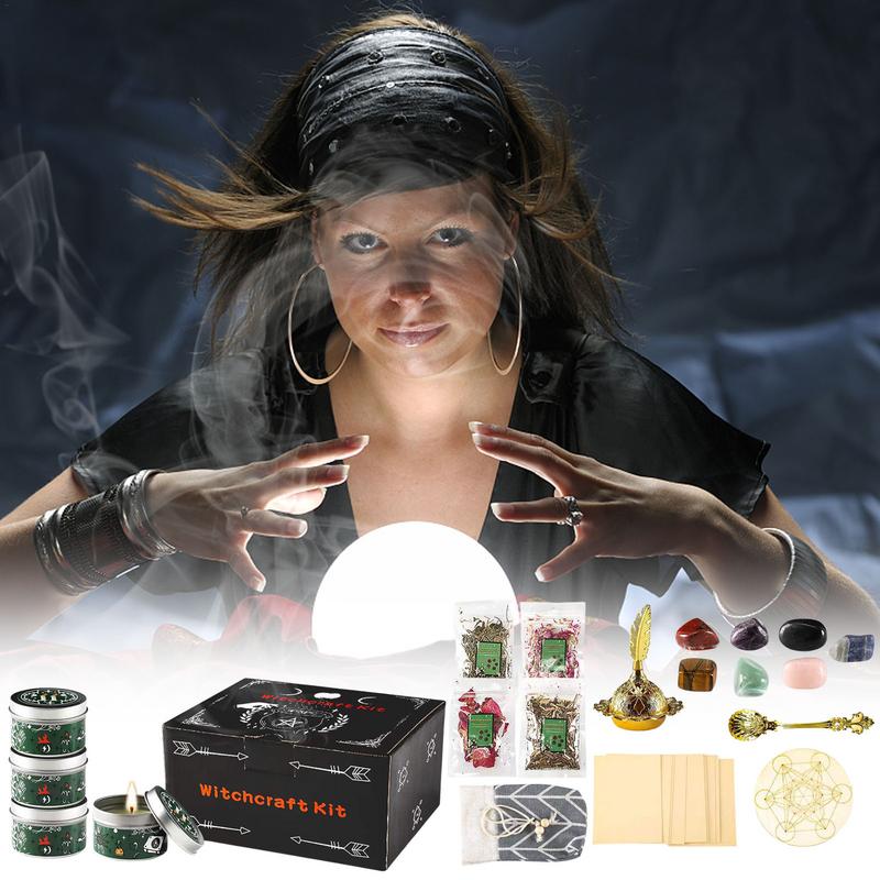 Witchcraft Supplies Spell Candles For Witches Mini Crystals Jars Dried Herbs And Candles Western Atmosphere Arrangement Supplies