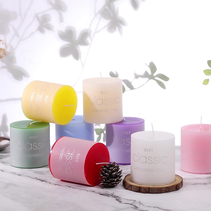 European Style Classical Cylindrical Multi Color Handmade Scented Candles Smoke Free Wedding Hotel Festive Atmosphere Decoration