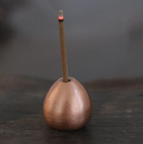 Elegant Natural Plain Wooden Incense Burner Stick Ash Catcher  Brass Incense Holder  Zen Buddhist Supplies