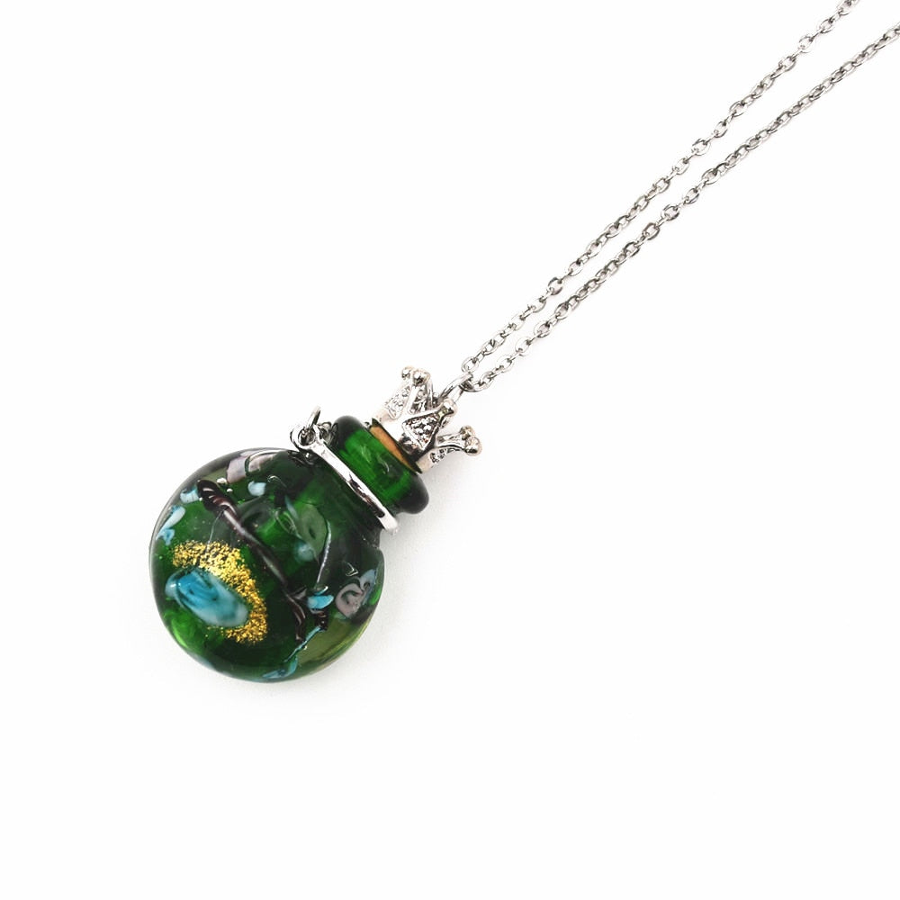 Round Diffuser Perfume Refillable Colored Handmade Essential Oil Aromatherapy Bottle Pendant Necklace