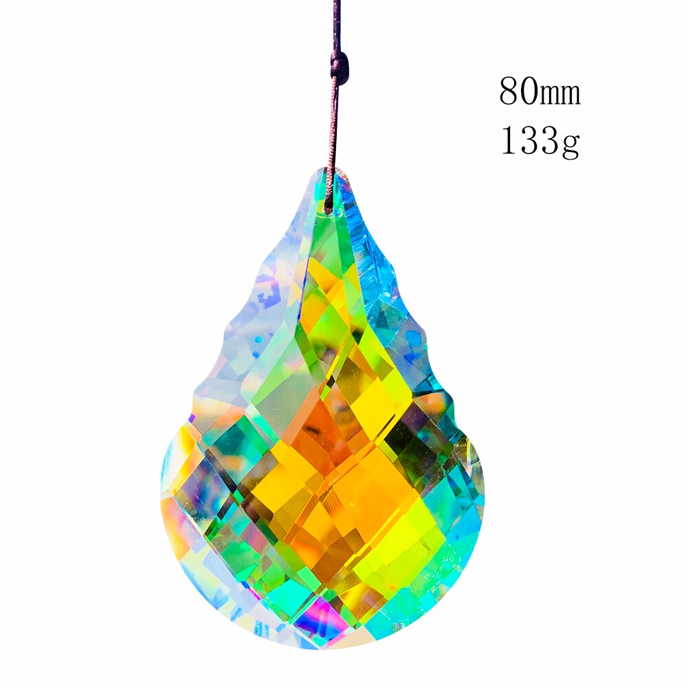 80MM Chandelier Crystal AB Color Gourd Glass Art Crystal Prism Faceted Rainbow Maker Festive Home Garden Decoration