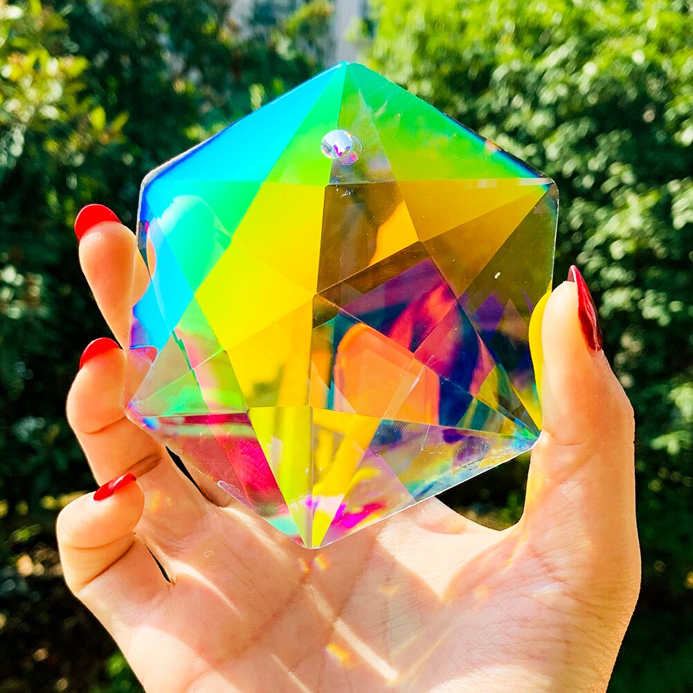 Six-pointed Star Accessories for Chandeliers Star of David Glass Art Crystal Prism Faceted Rainbow Maker Home Garden Decor