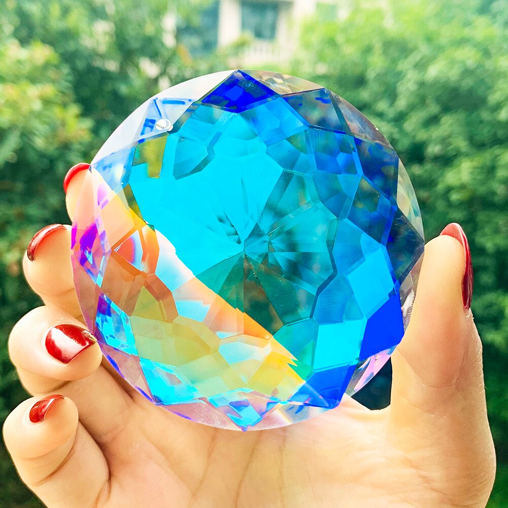 75mm Aurora Hanging Rainbow Crystal Prism Faceted Sun Catcher Chandelier Lighting Crystals for Low Ceiling Pendant Lamp Decor