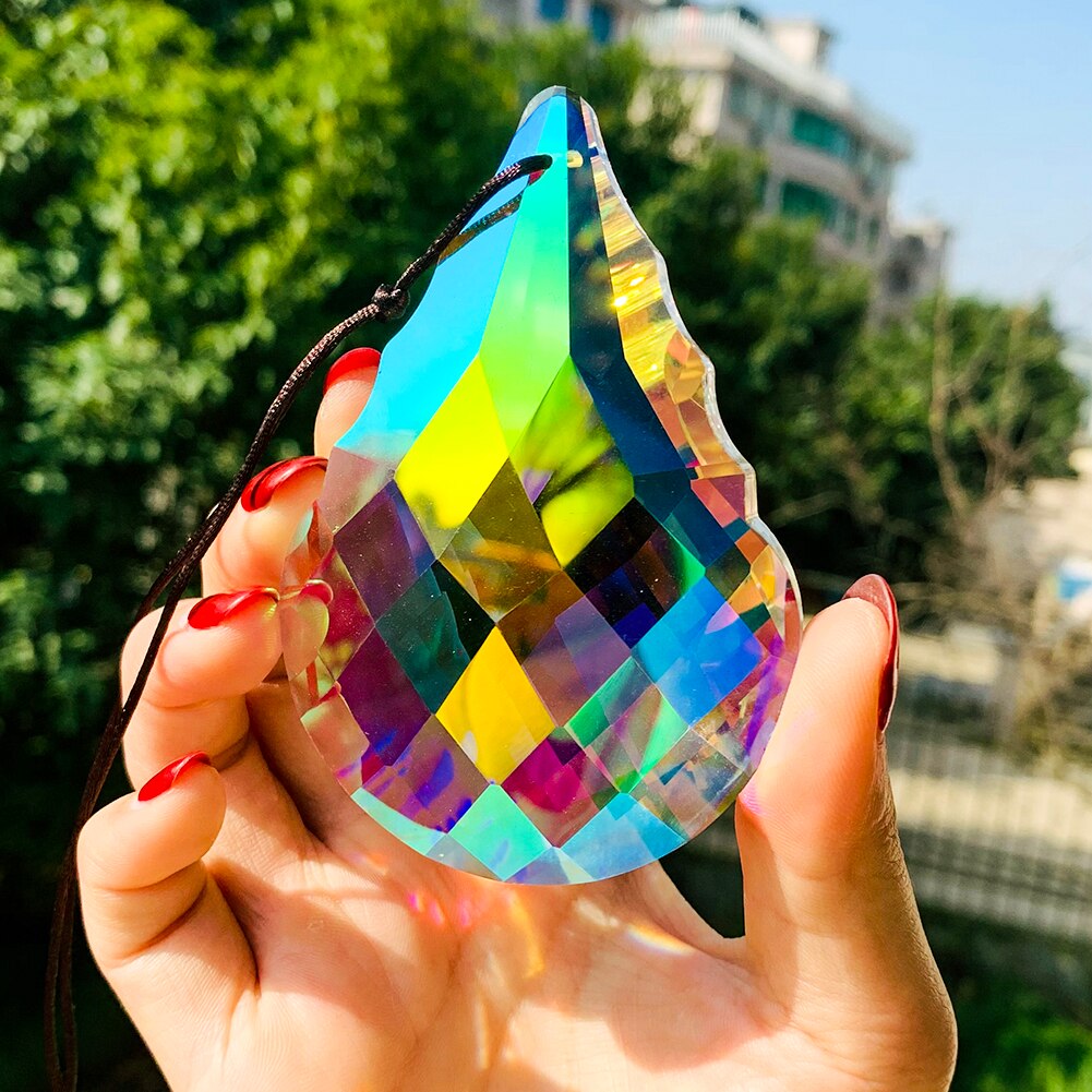 80MM Chandelier Crystal AB Color Gourd Glass Art Crystal Prism Faceted Rainbow Maker Festive Home Garden Decoration