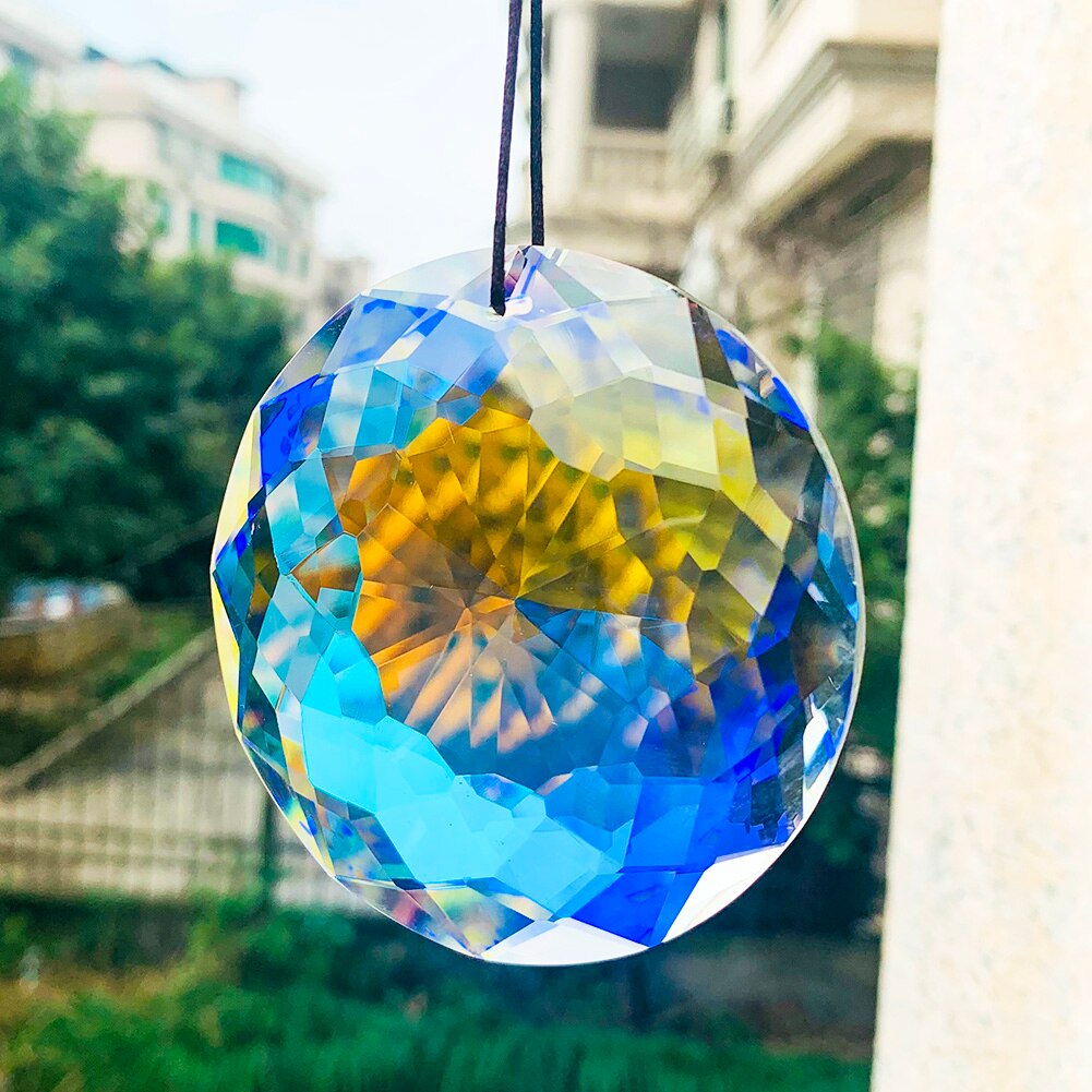 75mm Aurora Hanging Rainbow Crystal Prism Faceted Sun Catcher Chandelier Lighting Crystals for Low Ceiling Pendant Lamp Decor
