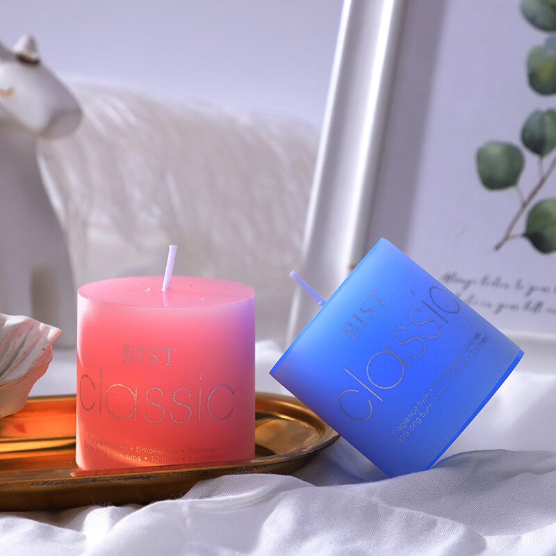 European Style Classical Cylindrical Multi Color Handmade Scented Candles Smoke Free Wedding Hotel Festive Atmosphere Decoration