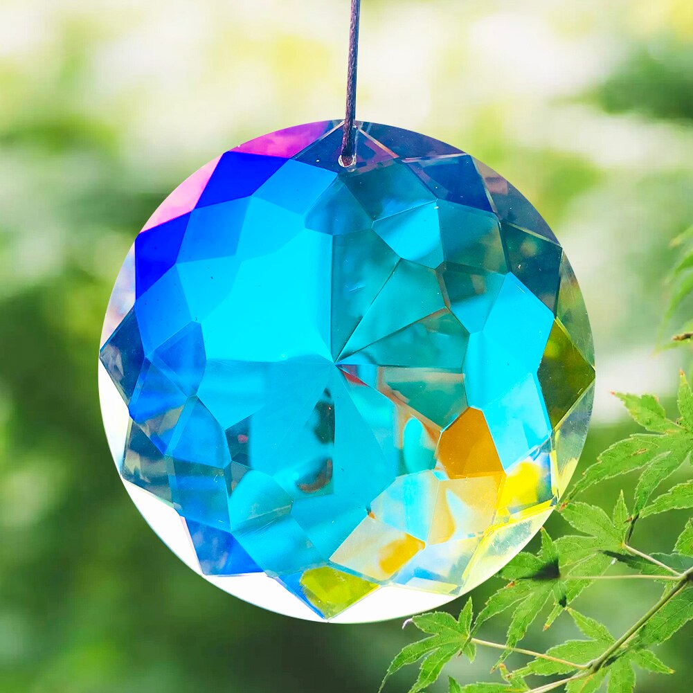 75mm Aurora Hanging Rainbow Crystal Prism Faceted Sun Catcher Chandelier Lighting Crystals for Low Ceiling Pendant Lamp Decor