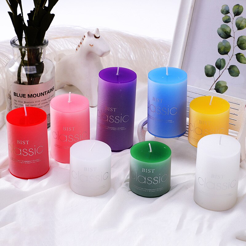 European Style Classical Cylindrical Multi Color Handmade Scented Candles Smoke Free Wedding Hotel Festive Atmosphere Decoration