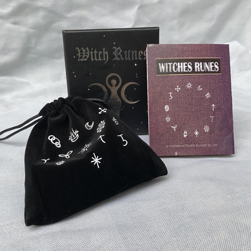 Wood Runes Stone Set Witches Rune Set  Divination Runestones Witch Accessories Tarot Cards